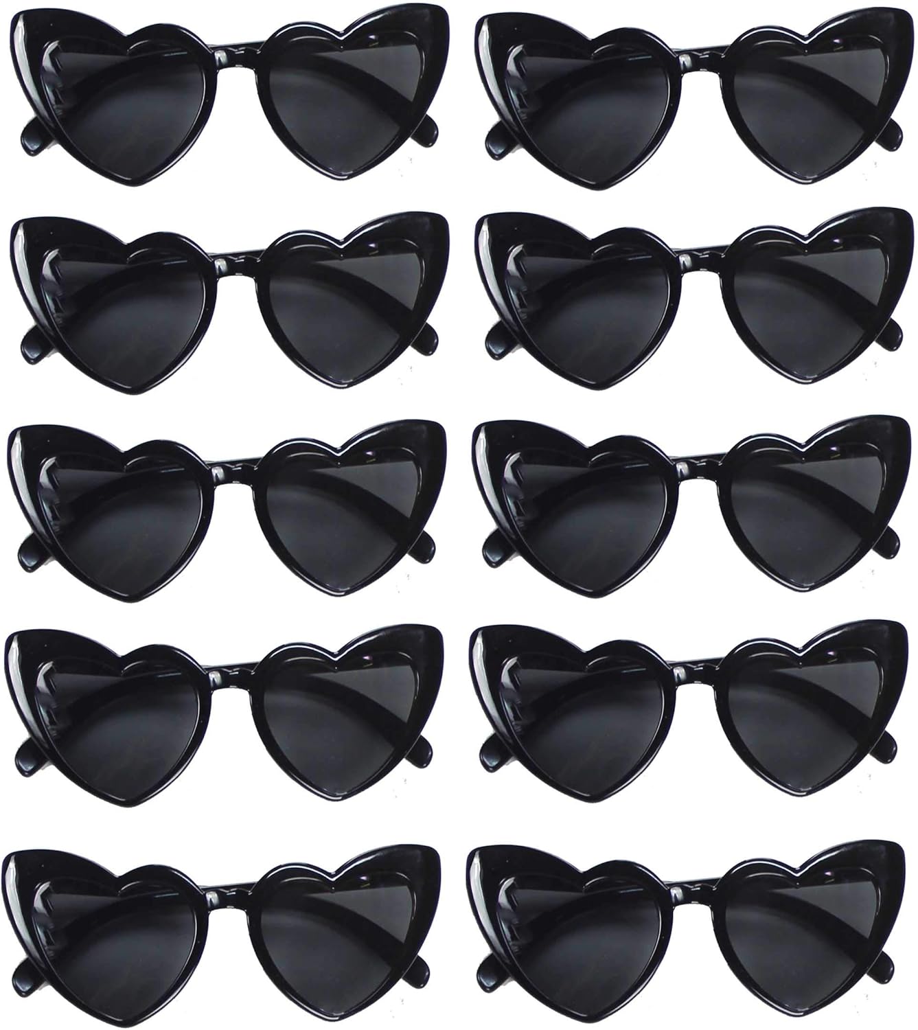 

Набор из 10 розовых солнцезащитных очков Paisley Box в форме сердца, солнцезащитные очки для девичника, солнцезащитные очки «кошачий глаз» в форме сердца The Paisley Box, Black, Pack of 10