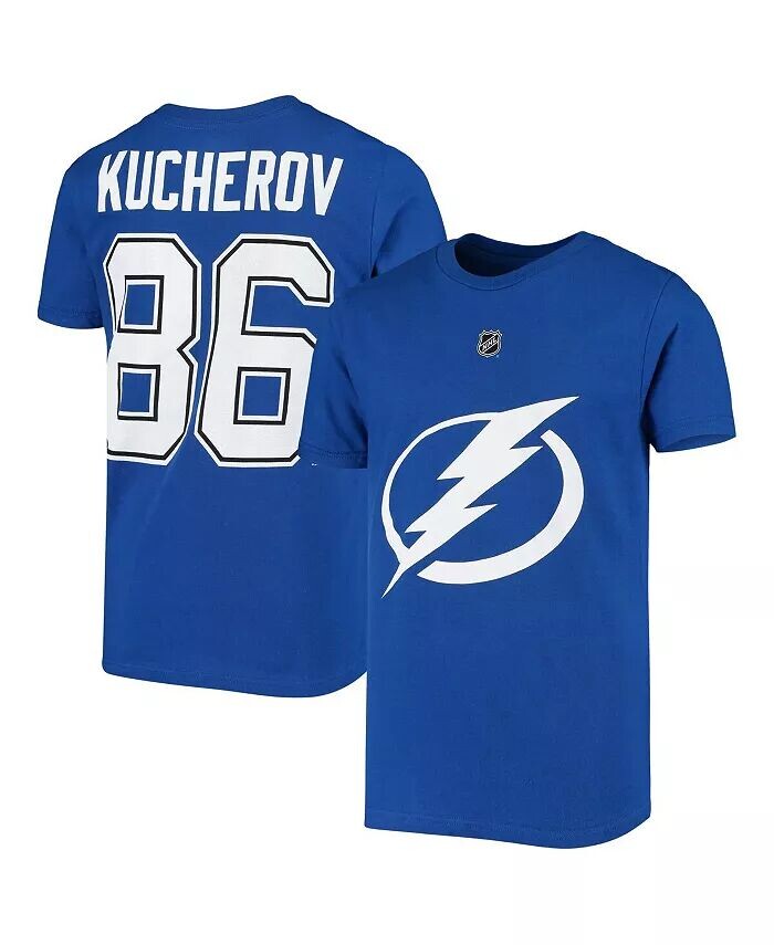 

Футболка Big Boys Никита Кучеров Royal Tampa Bay Lightning с именем и номером игрока Outerstuff, синий