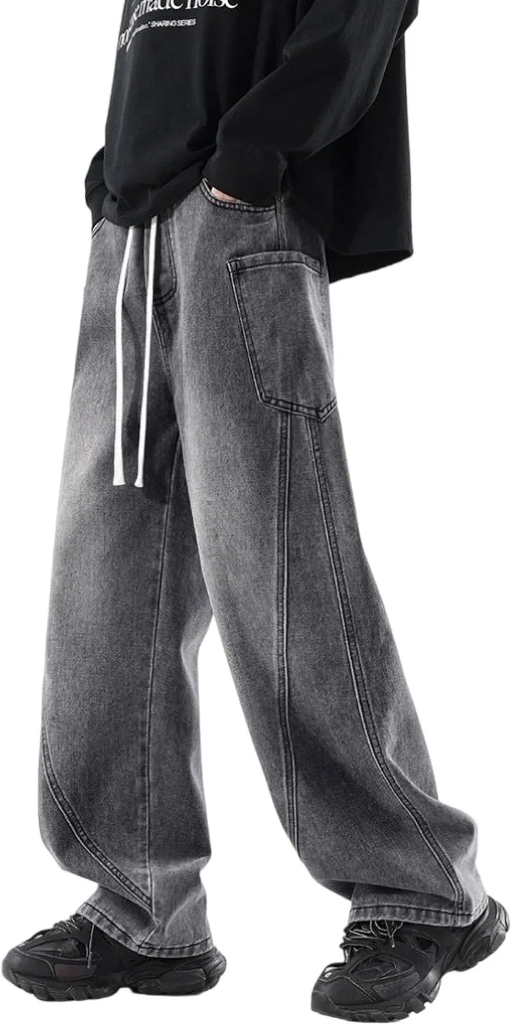 Джинсы свободные Y2K Streetwear, серый — фото 4