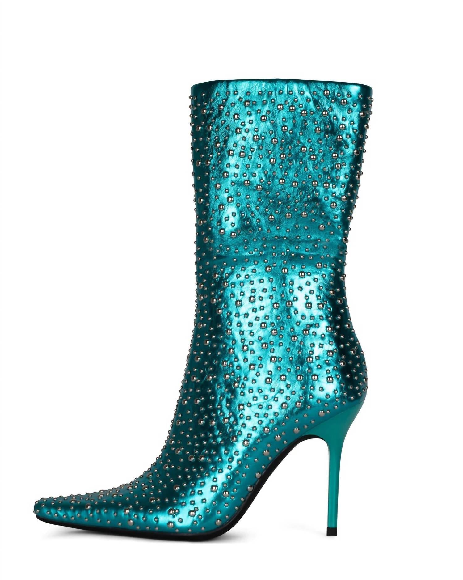 Ботинки Iconic-E Stiletto Boot в цвете Teal Silver Metallic Jeffrey Campbell