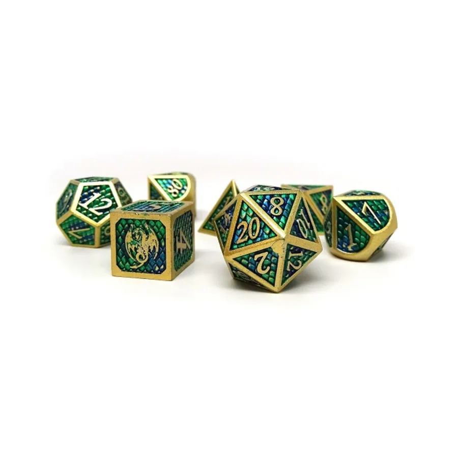 

Полимерный набор из чешуи дракона — кислота (7), Dice - Metal 7 Piece Poly Sets (Easy Roller Dice)