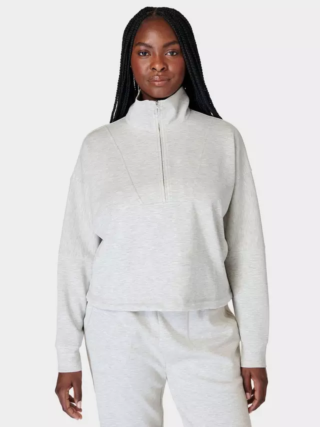 

Толстовка Sweaty Betty Sand Wash Funnel Neck Half Zip, цвет ice/grey/marl