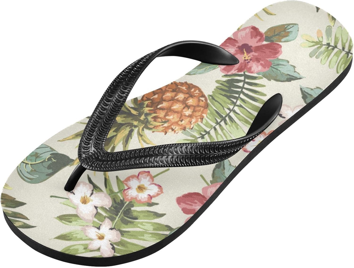 

Женские шлепанцы с тропическими цветами и ананасом, летние пляжные сандалии, повседневные шлепки, удобные душевые тапочки, нескользящие водные сандалии, обувь Eionryn, мультиколор