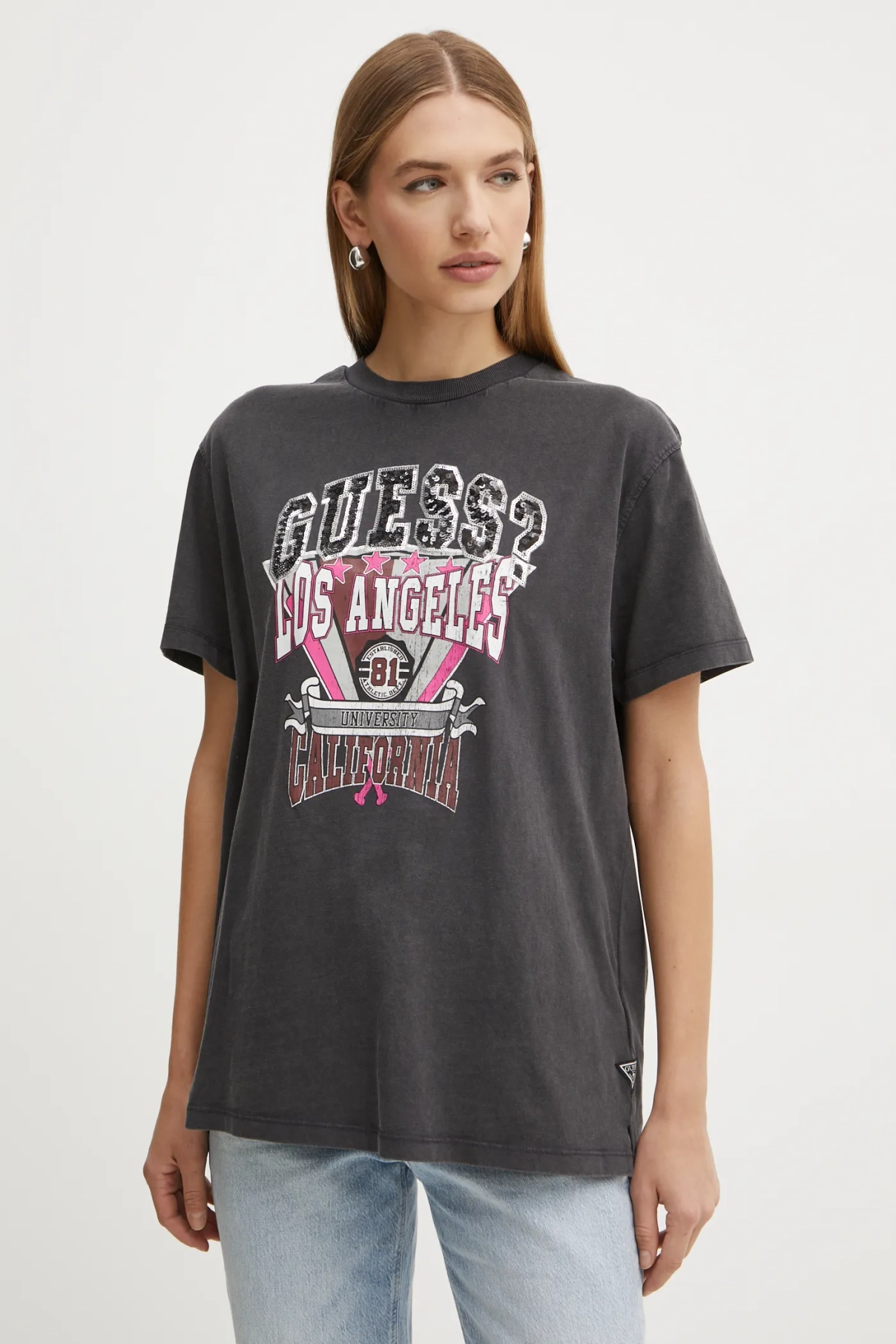 

Хлопковая футболка Guess, серый