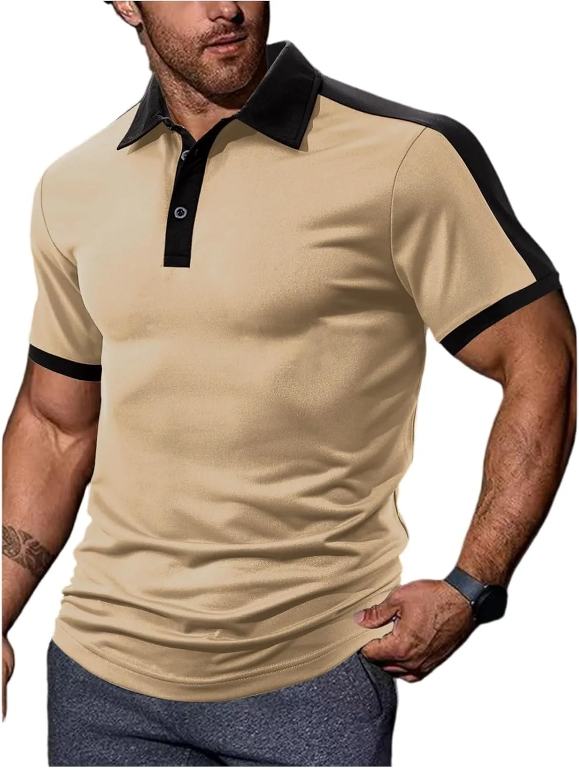 

Мужская модная рубашка с лацканами и короткими рукавами HYYGOCCTV