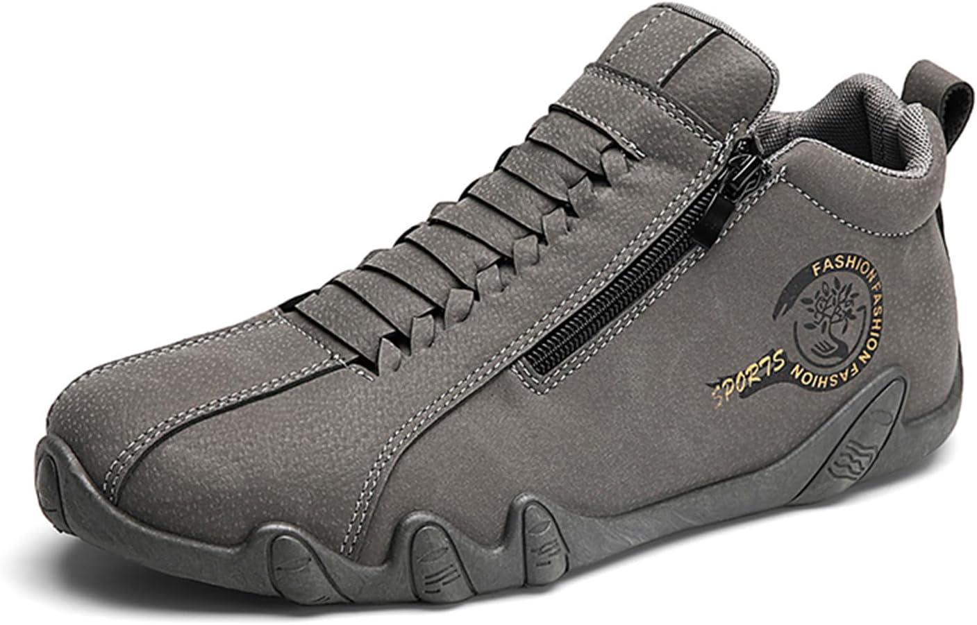 

Мужские кожаные кроссовки Ботинки челси на шнуровке Легкие дышащие повседневные туфли Abborora, серый