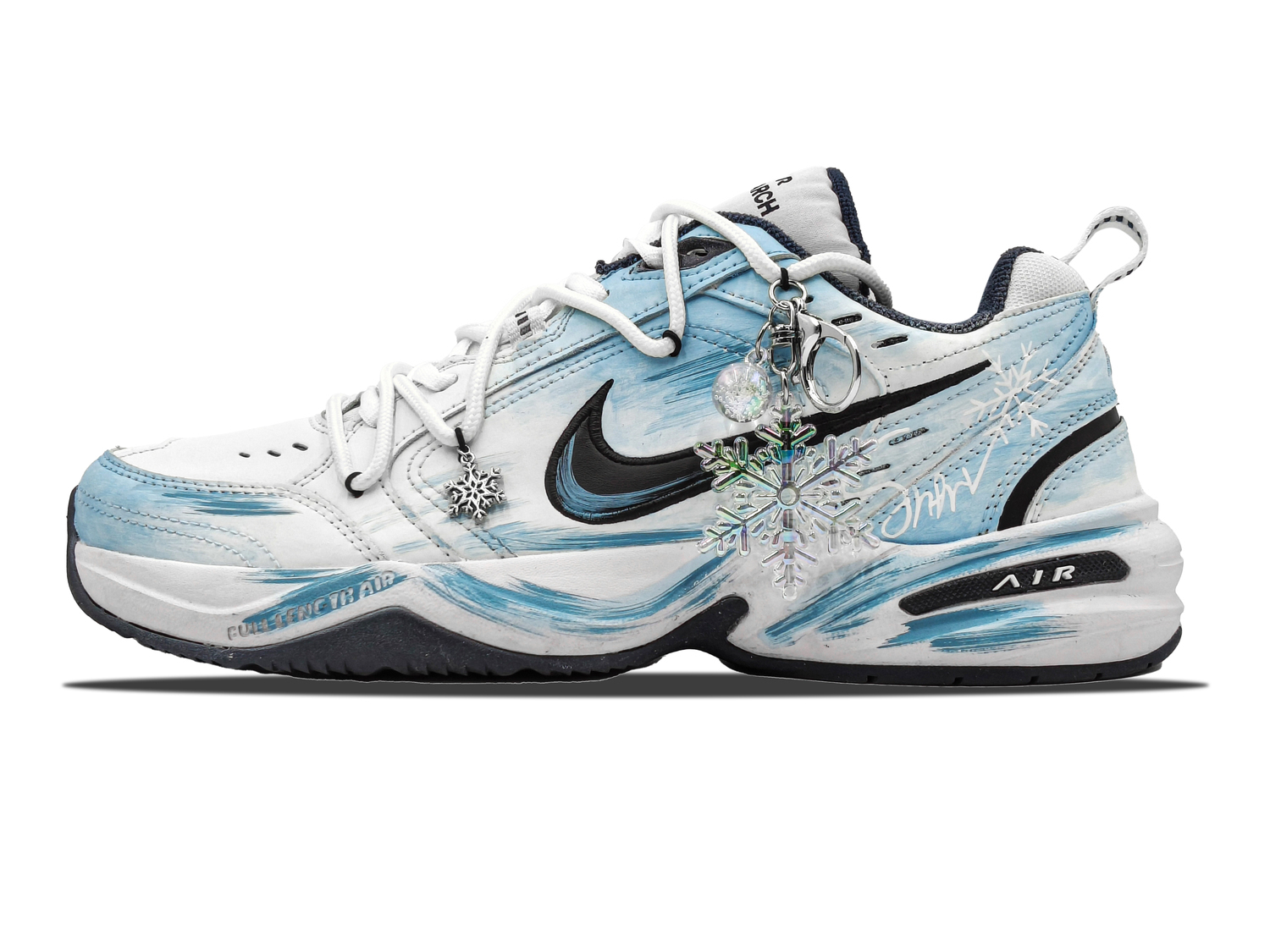

Air Monarch 4 устойчивые к истиранию низкие массивные кроссовки Unisex Blue White Nike, синий