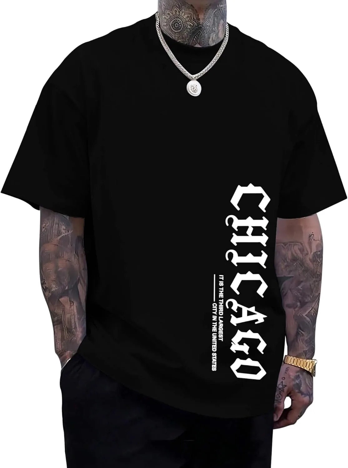

Футболка мужская Chicago Print с коротким рукавом Aiyino