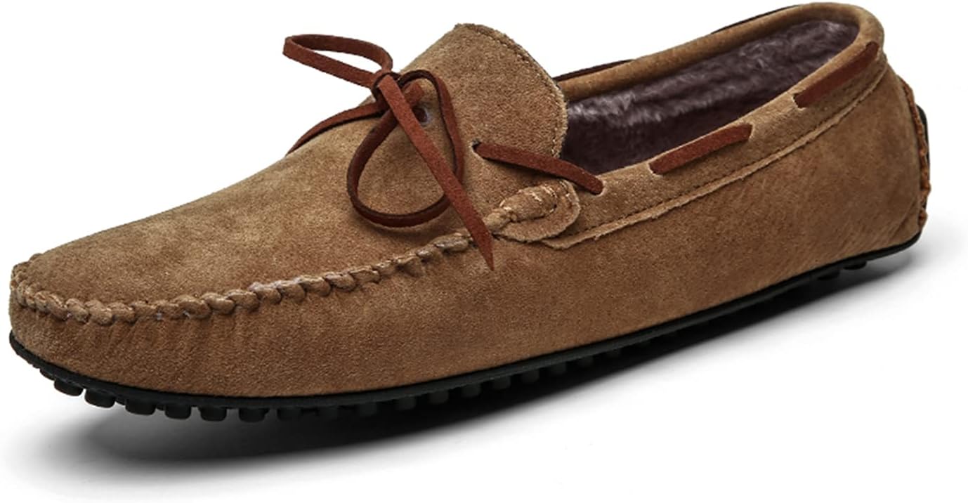 

Мужские мокасины с резиновой подошвой, шнуровкой и узлом, замшевые, для вождения и прогулок Litnermia, коричневый