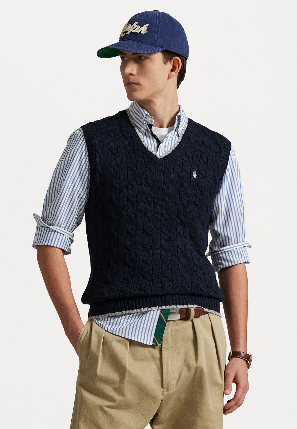 

Джемпер CABLE-KNIT COTTON SLEEVELESS JUMPER Polo Ralph Lauren, синий