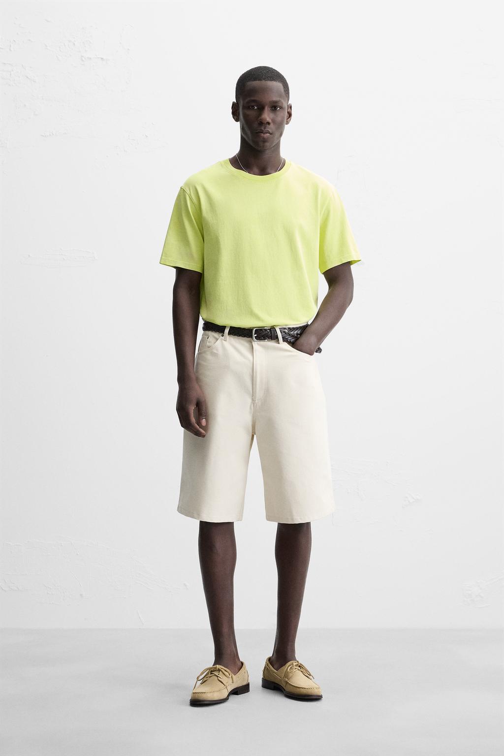 

Выстиранная футболка обычного покроя ZARA, цвет Lime