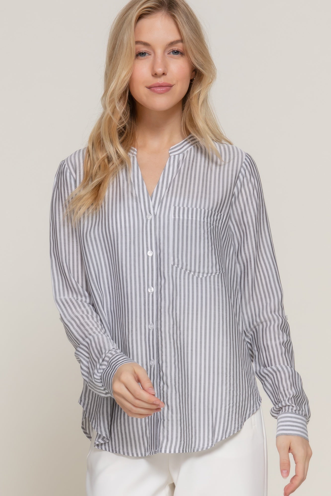 

FASHNZFAB Длинная рубашка с круглым вырезом и разрезом в полоску, черный