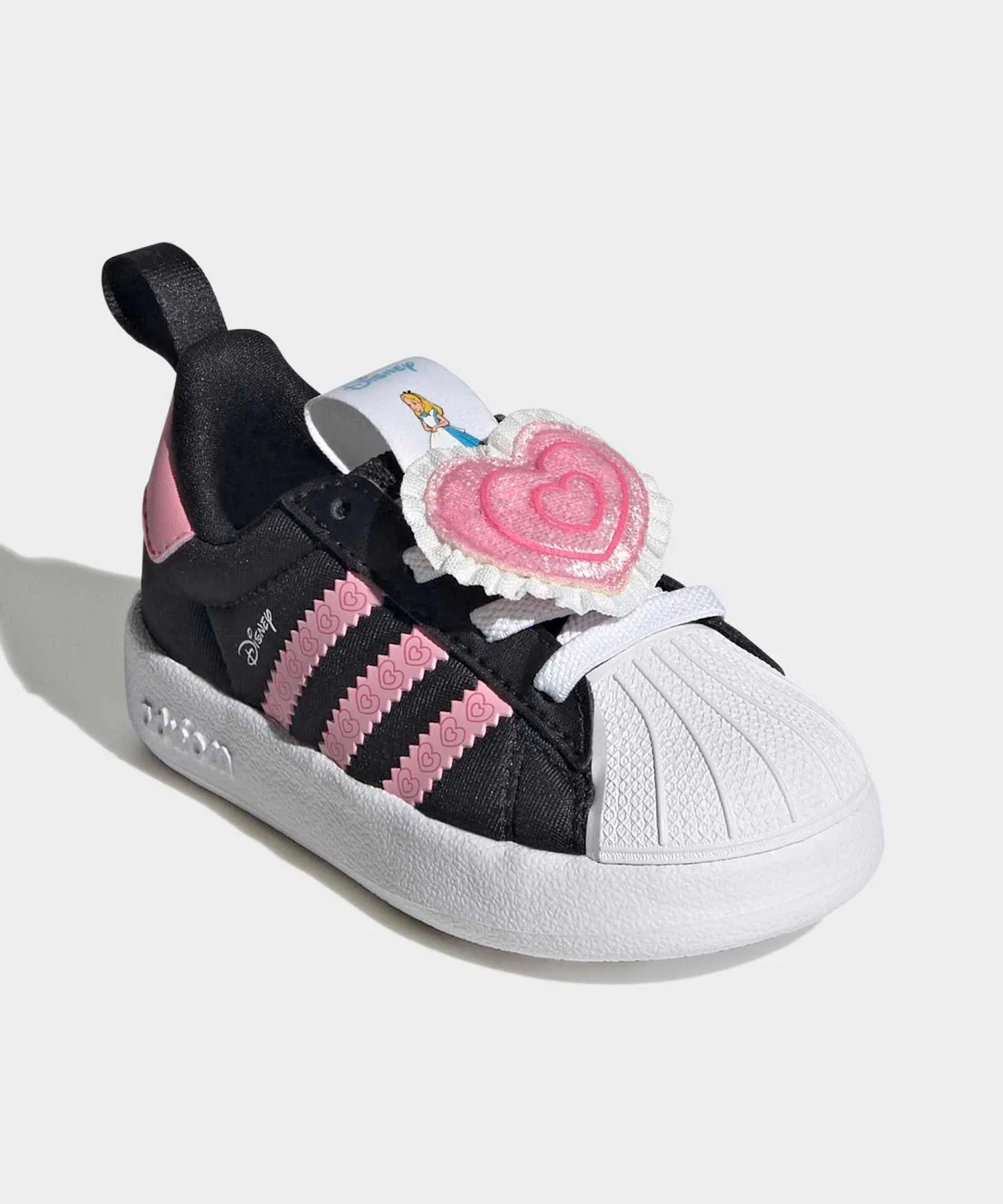 Детские кроссовки Adidas Disney Adifom Superstar 360 чёрные с розовым