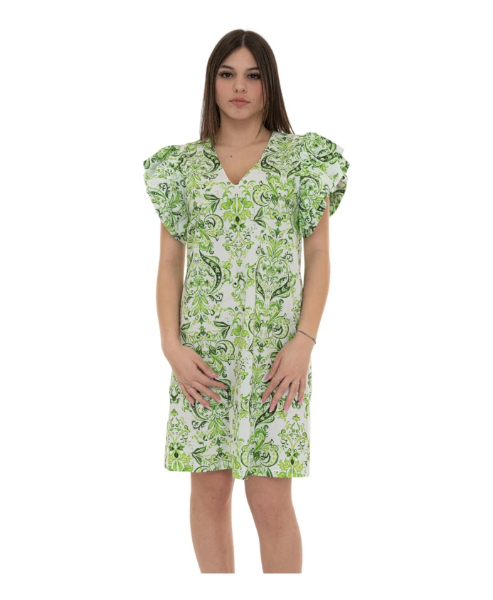 

Мини-Платье с V-образным вырезом и рукавами-воланами Liu Jo, зеленый