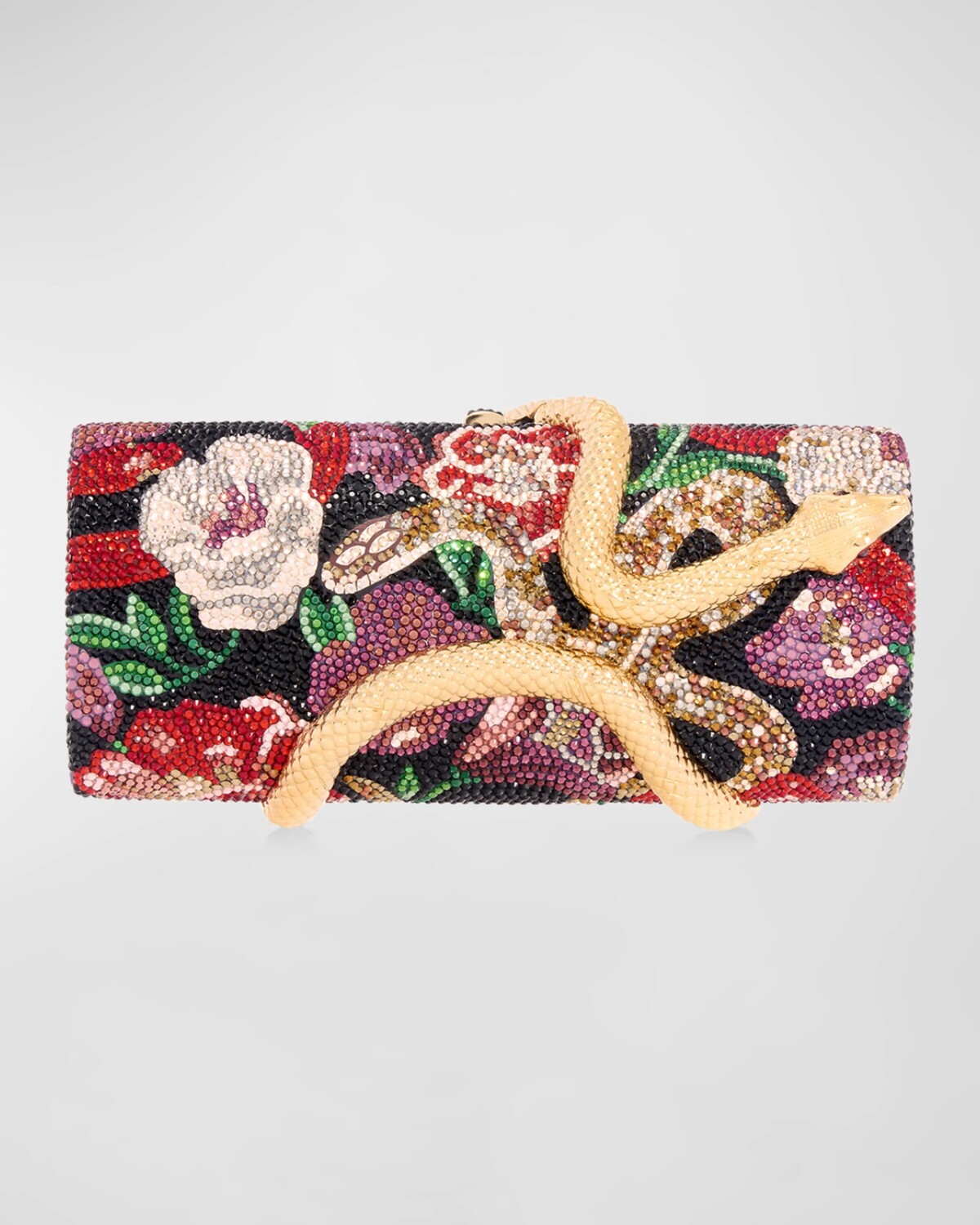 

Клатч Spiral Snake Forbidden Garden Minaudiere Judith Leiber Couture, цвет Champagne Jet Multi