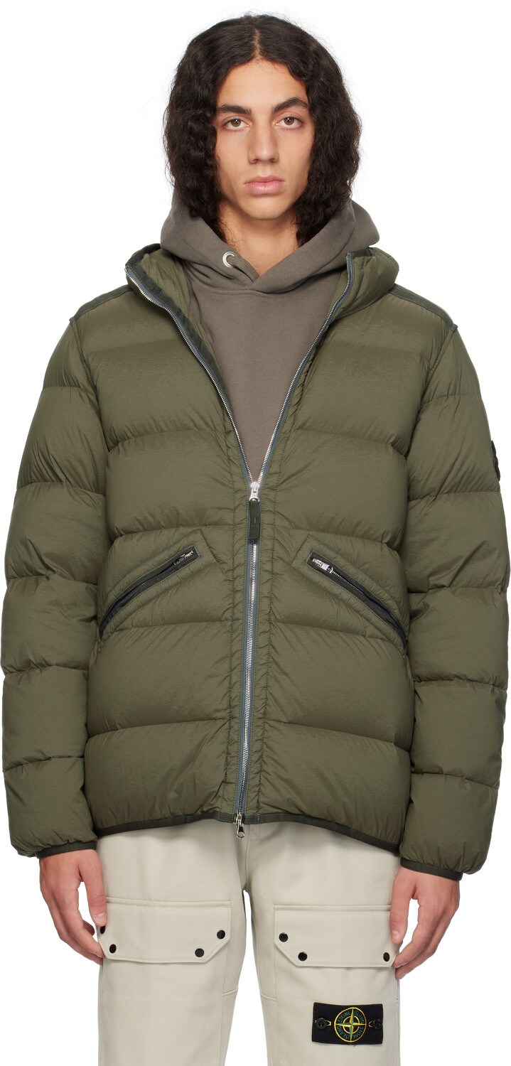 

Бесшовная куртка-пуховик из нейлона цвета хаки 43128 Stone Island