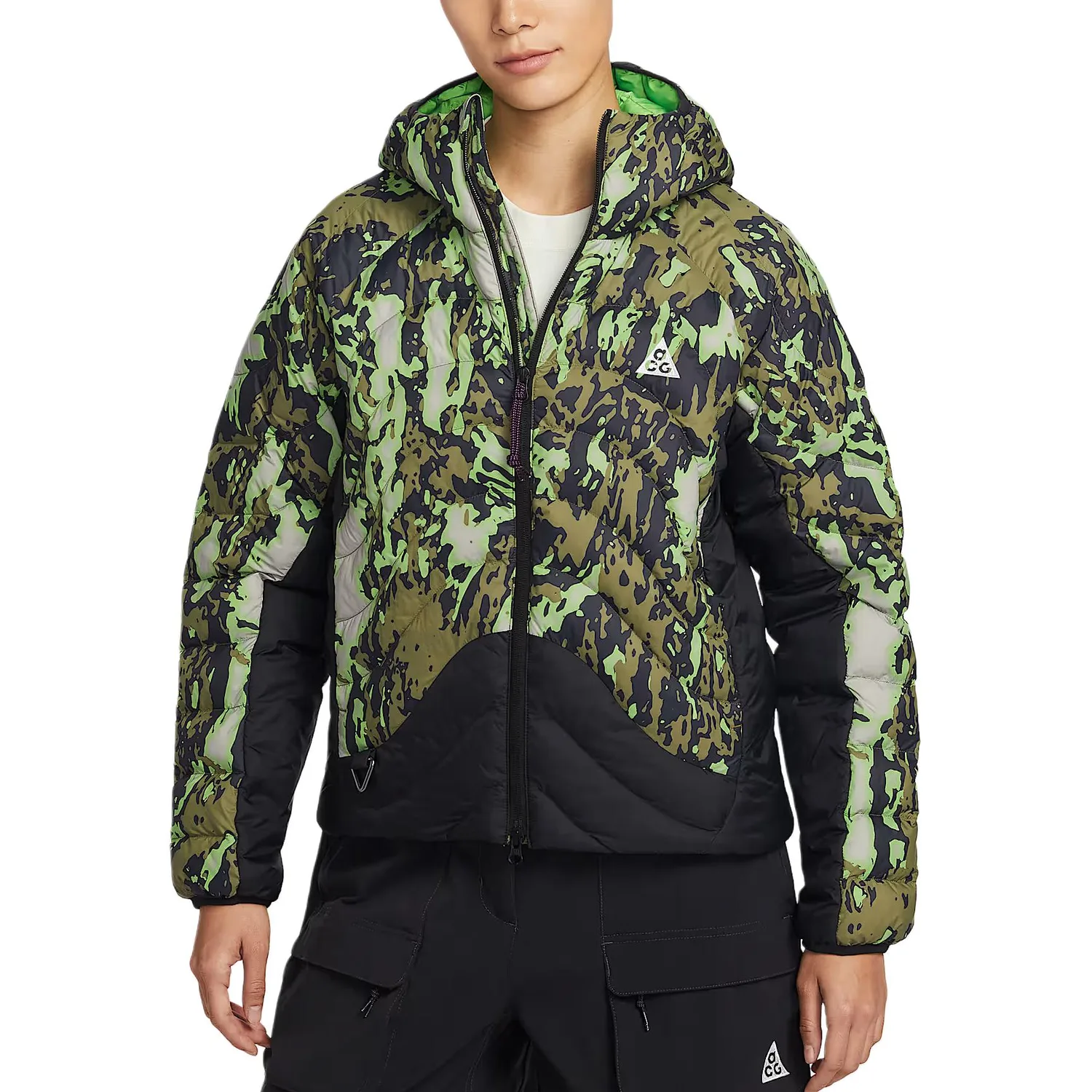Куртка-пуховик ACG FW25 Lava Flow Therma FIT ADV для женщин Nike, University Gray/Black/Bright Green/Mountain White — фото 3