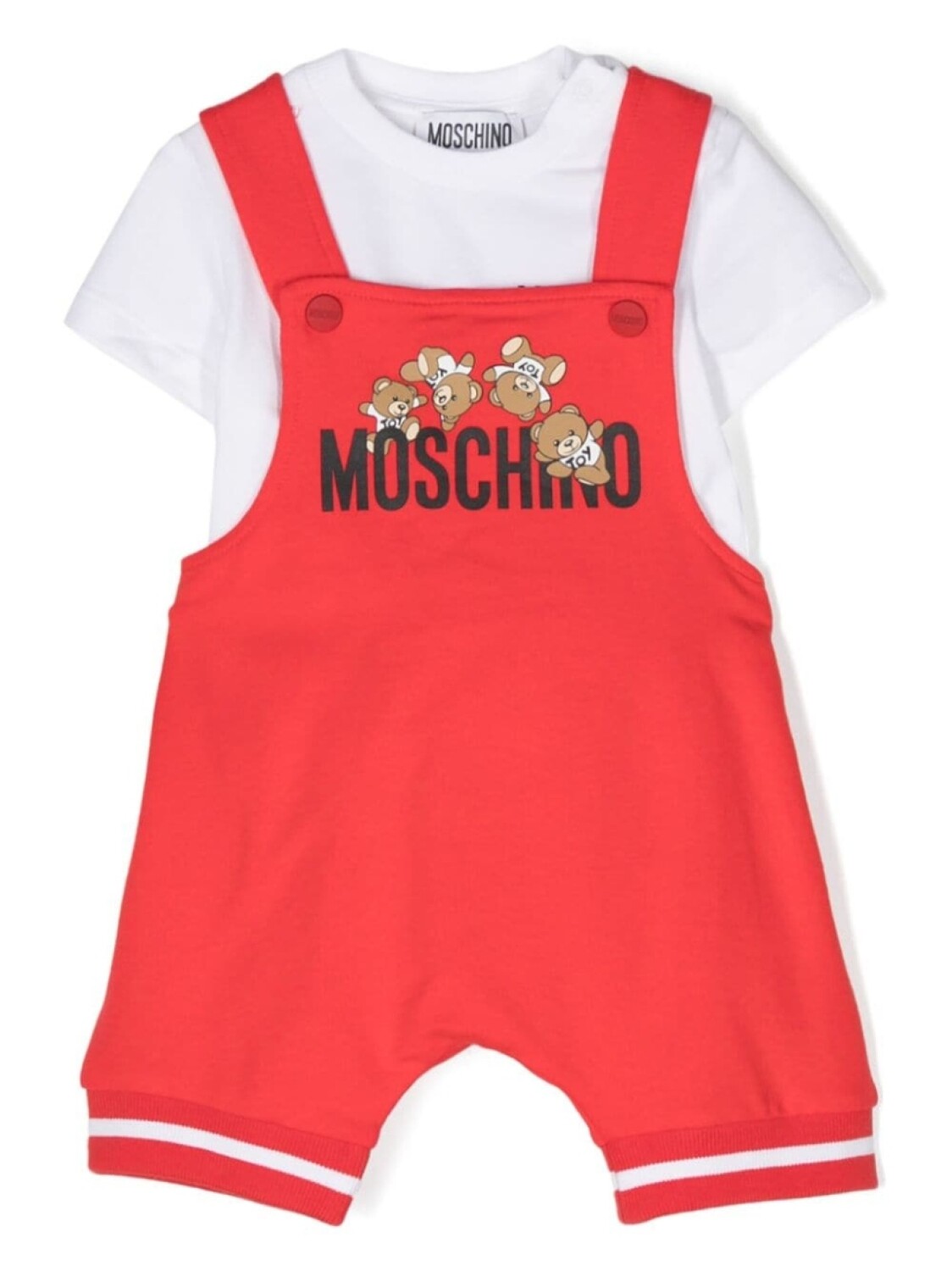 

Moschino Kids комплект из комбинезона и футболки с логотипом, красный