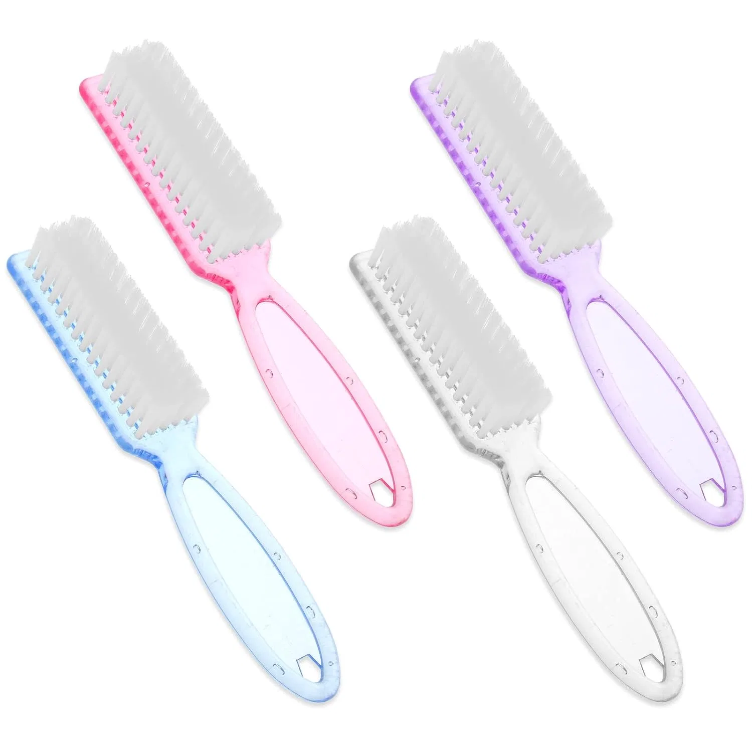 Набор из 4 щеток для ногтей с ручкой Wllhyf, Transparent + Blue + Purple + Pink