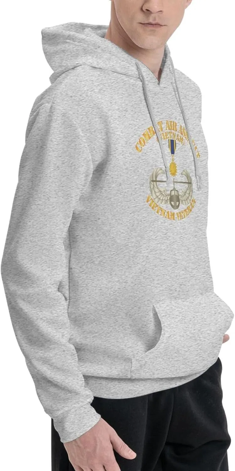 Generic Толстовка с капюшоном Combat Air Assault Vietnam Veteran мужская, черная, с карманом — фото 2