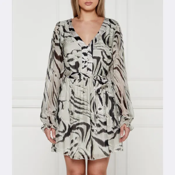 

Платье Marcelle с поясом и добавлением шелка Guess, серый