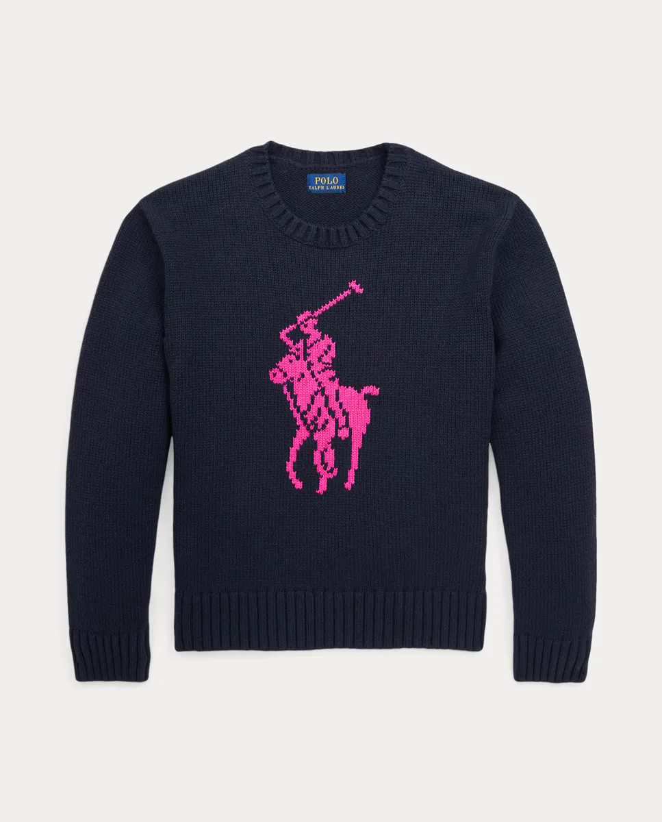

Хлопковый свитер темно-синего цвета для девочки Polo Ralph Lauren