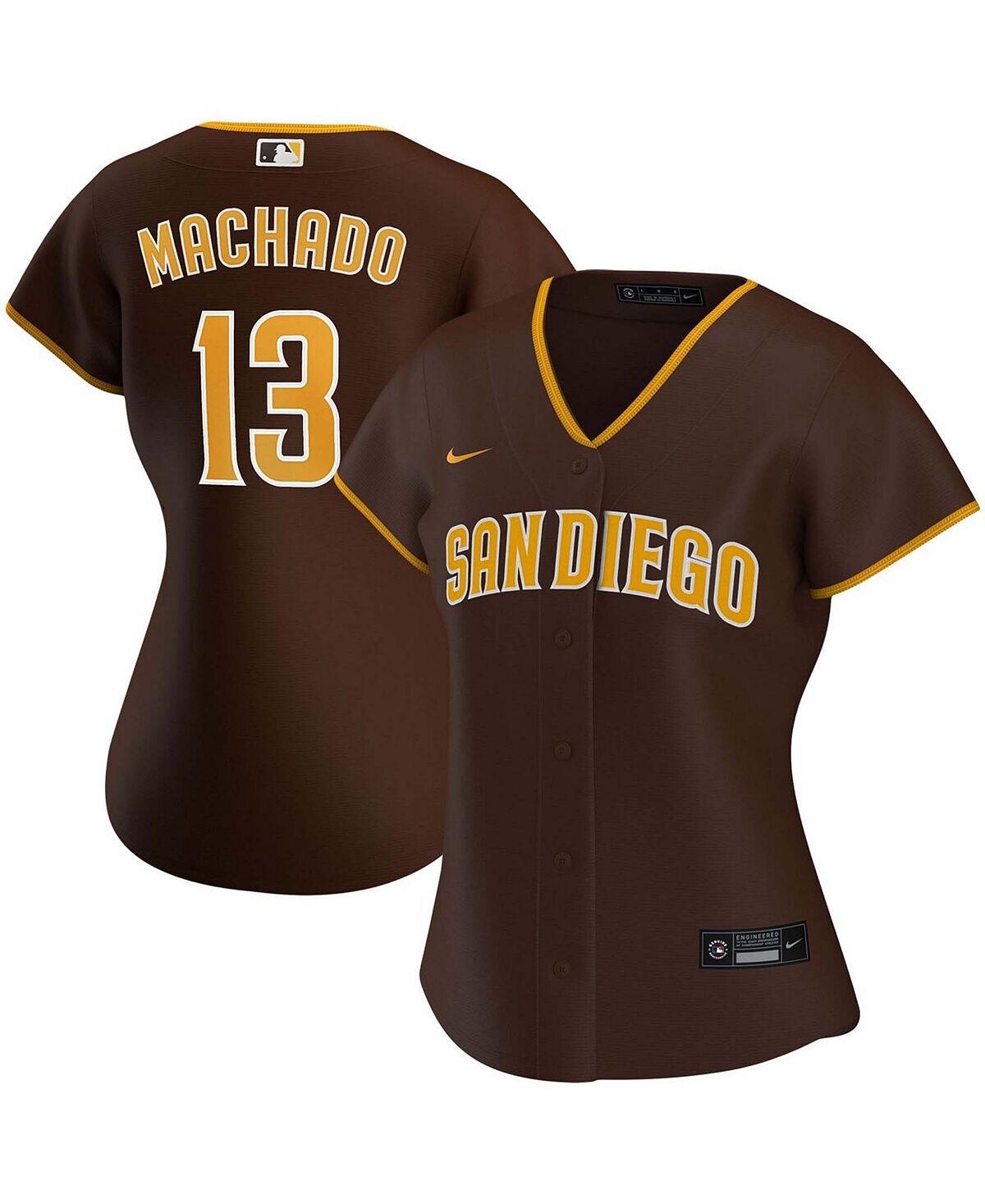 

Женская майка игрока Manny Machado Brown San Diego Padres Road Replica Nike, коричневый