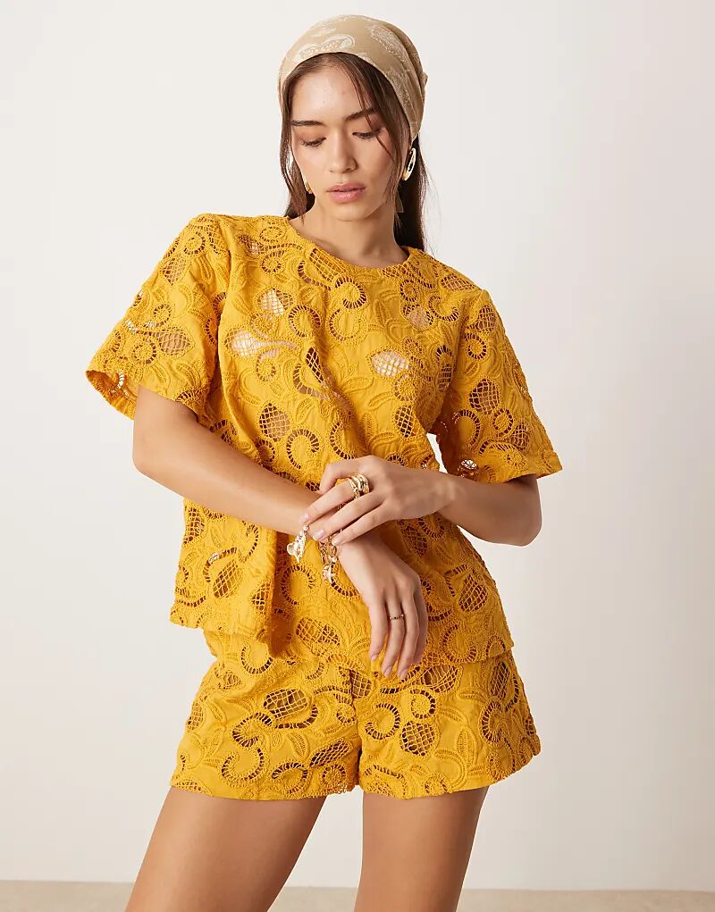 

Топ с цветочным принтом ASOS DESIGN цвета охры