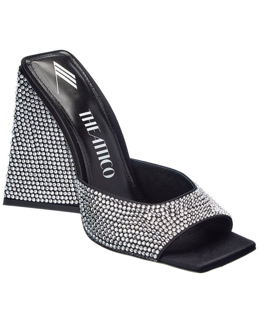 The Attico Devon 115 Satin Sandal, черный
