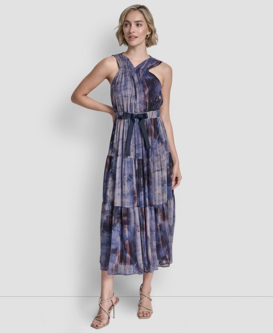 

Женское платье без рукавов с V-образным вырезом и поясом на талии DKNY, Hudson Lights