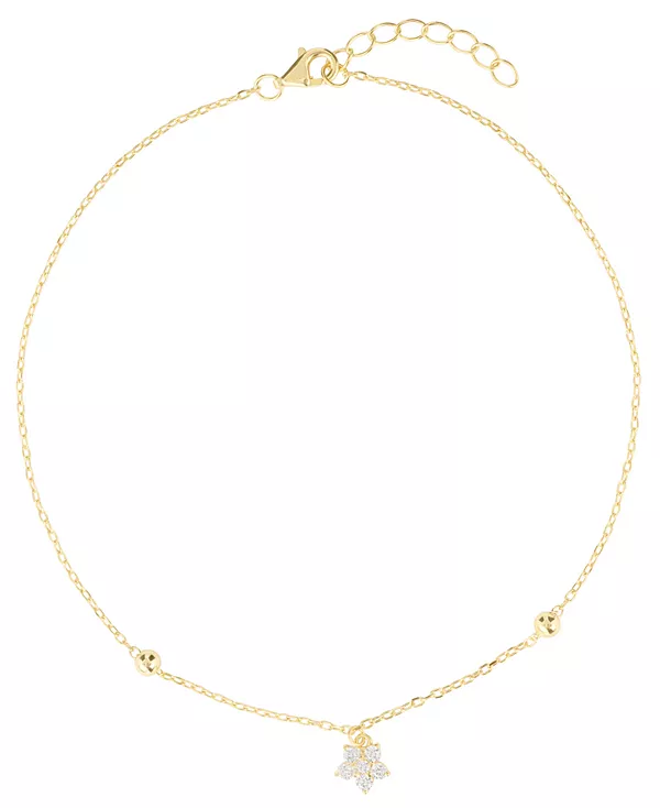 

Браслет на лодыжку с бусинами в форме цветка из кубического циркония (0,14 карата) из 14-каратного золота на стерлинговом серебре (также из стерлингового серебра) Macy'S, gold