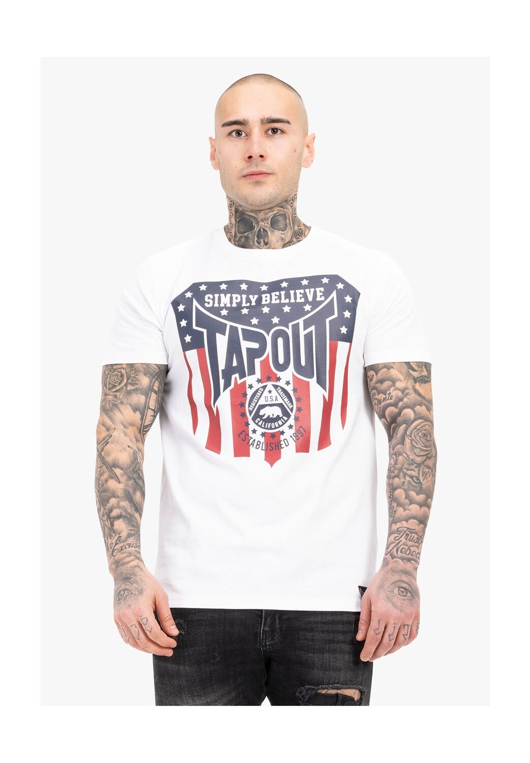 

Мужская футболка обычного кроя TAPERICANO TAPOUT, цвет White/dark Navy/dark Red