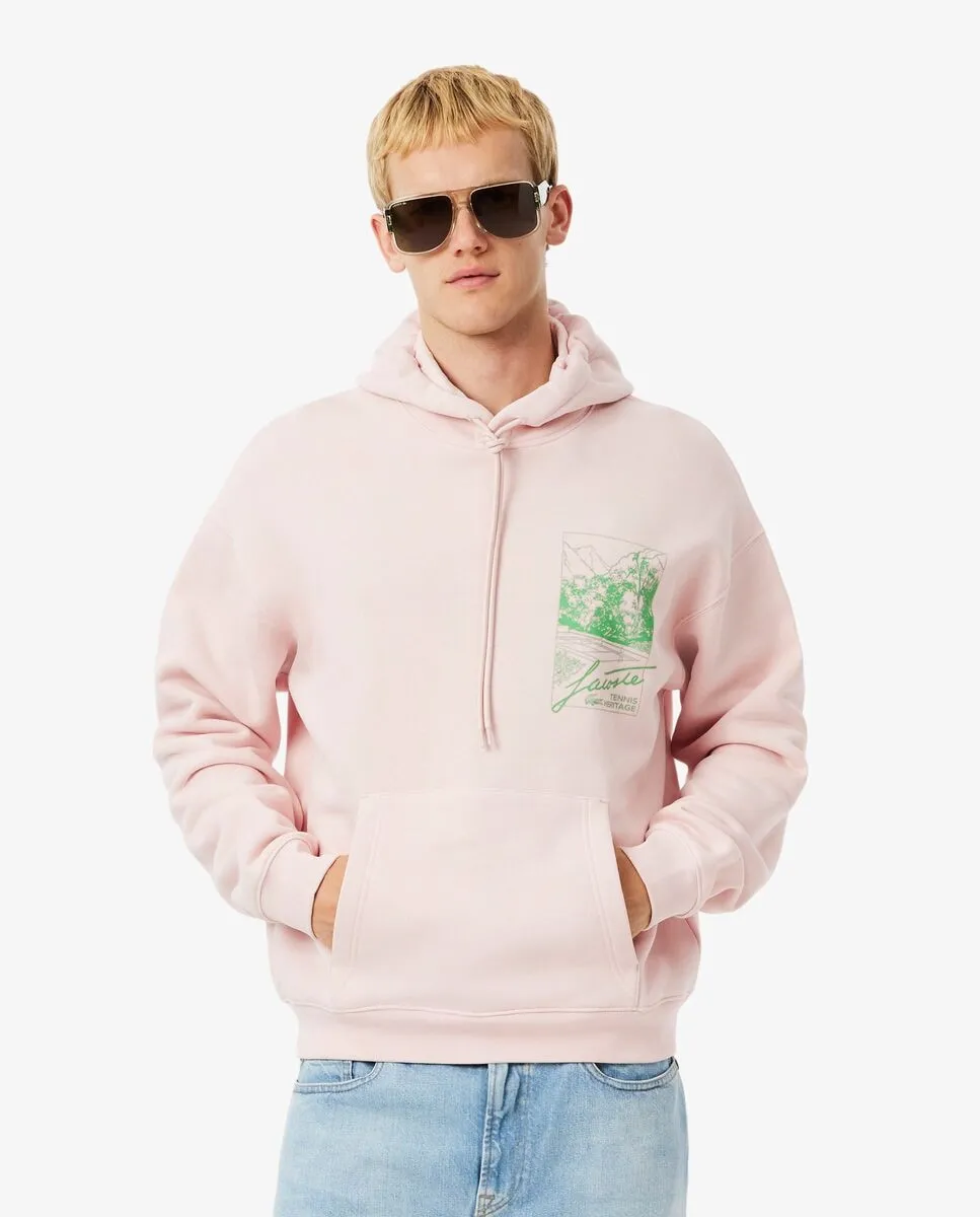 

Мужская толстовка с капюшоном из флиса с розовым принтом Lacoste