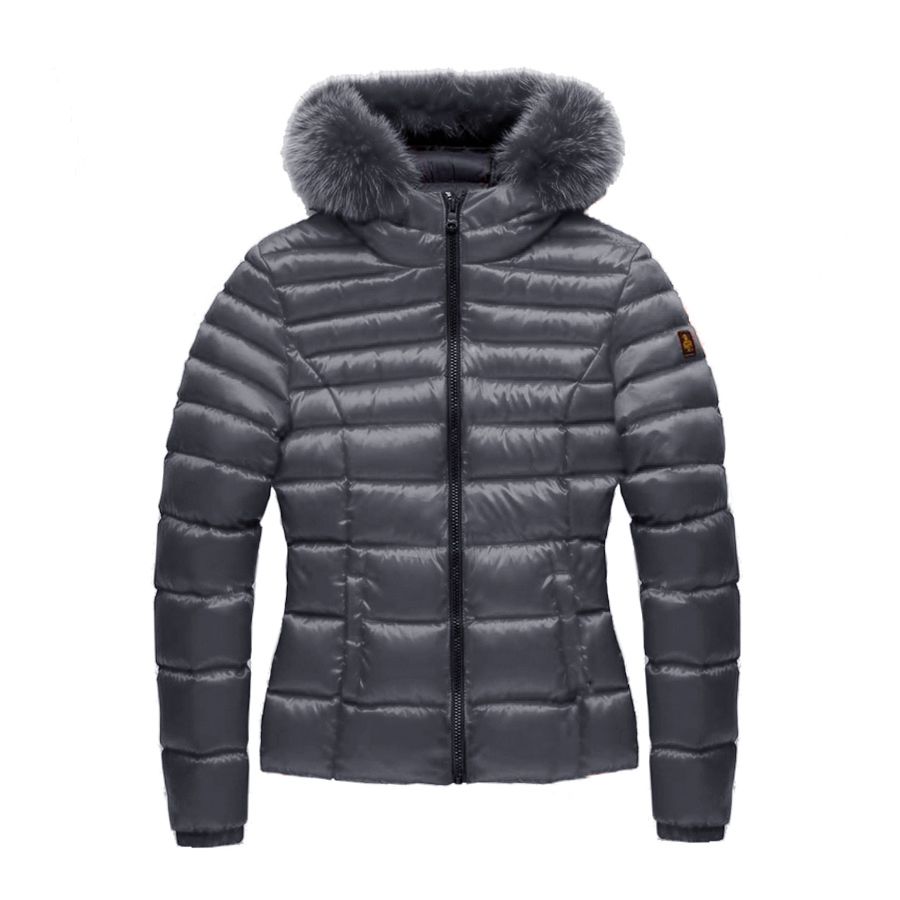 

Шикарная стеганая куртка с меховым капюшоном Refrigiwear, серый