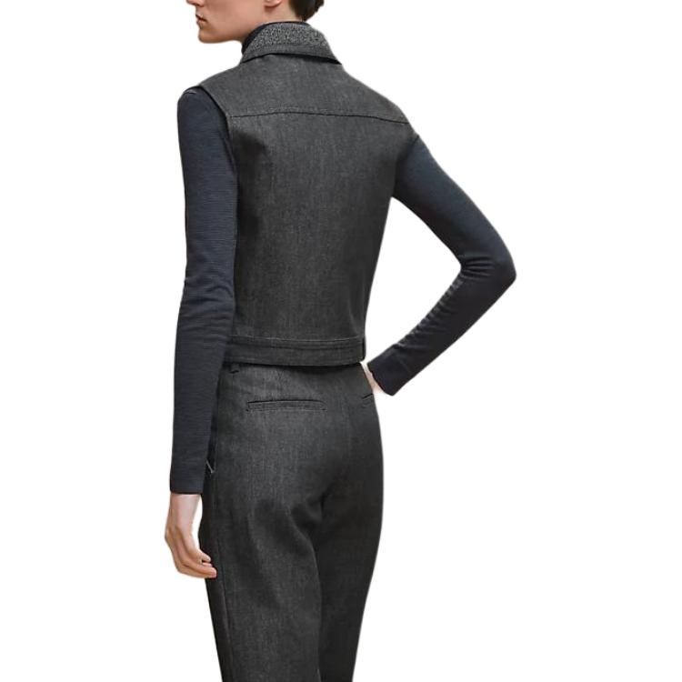 HERMES Женская жилетка угольно-серого цвета, Charcoal Gray — фото 4