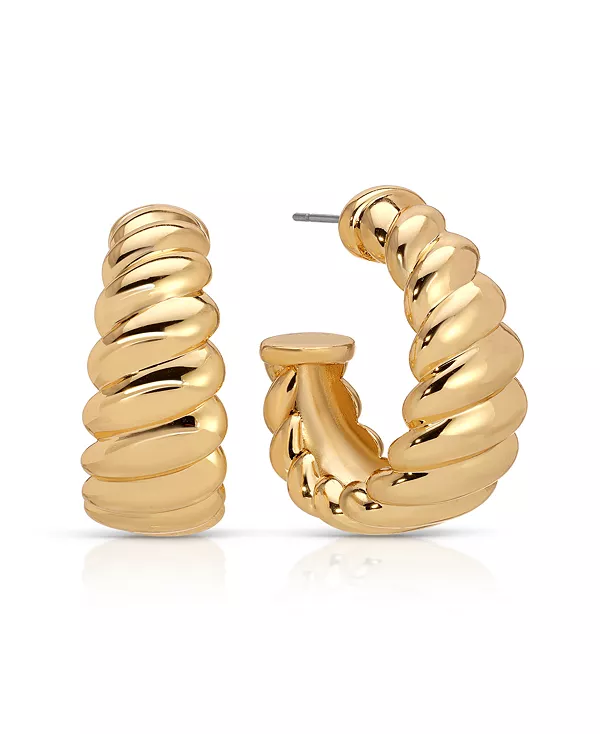 

Современные ребристые серьги-кольца Ettika, gold