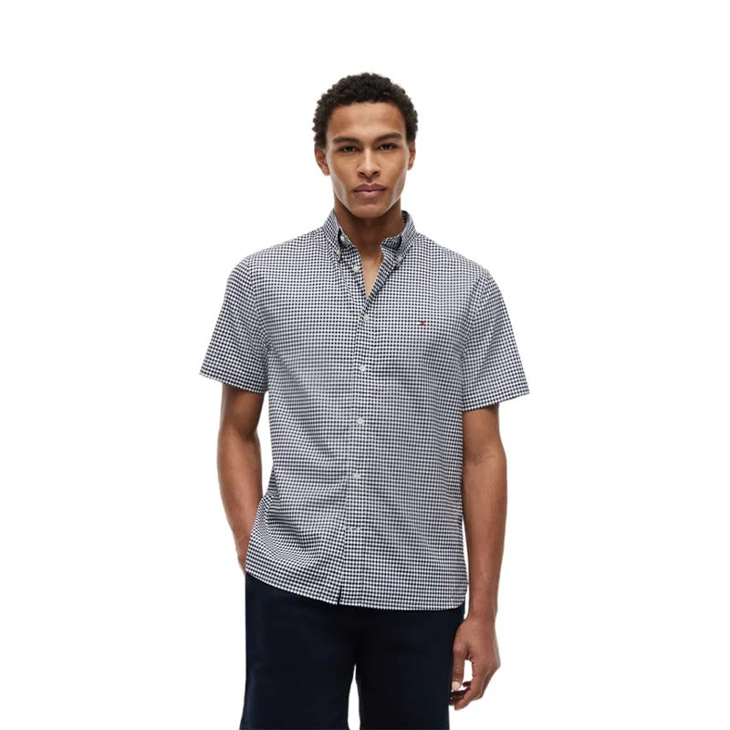 Рубашка мужская moderate Tommy Hilfiger, Navy Cyan White Plaid DW5 — фото 4