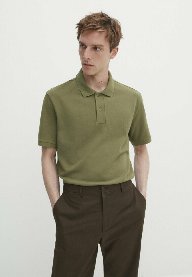 

Поло Microtextured Massimo Dutti, зеленый