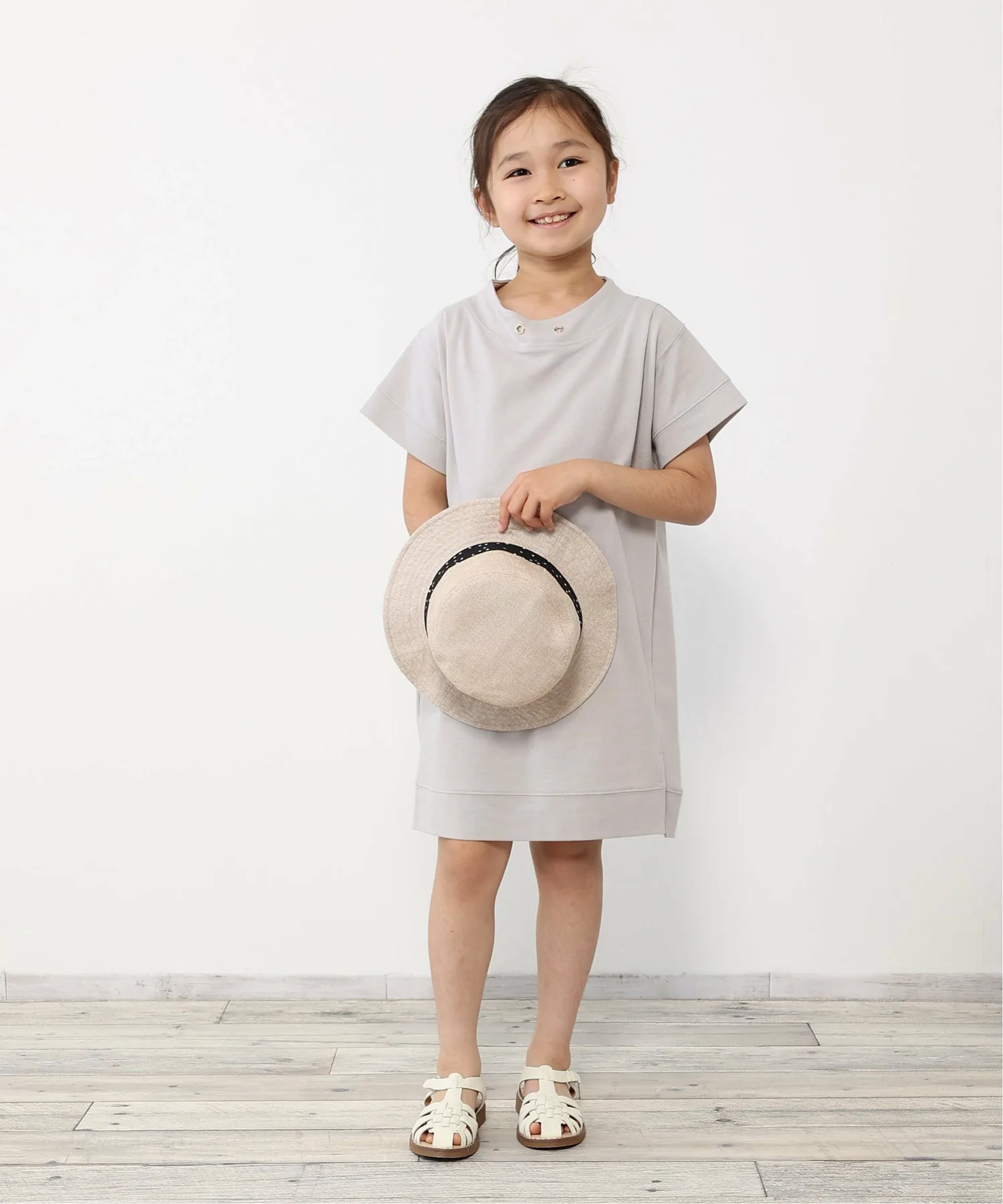 Платье из пике с широким воротником (120-160 см) Ikka, Light Gray