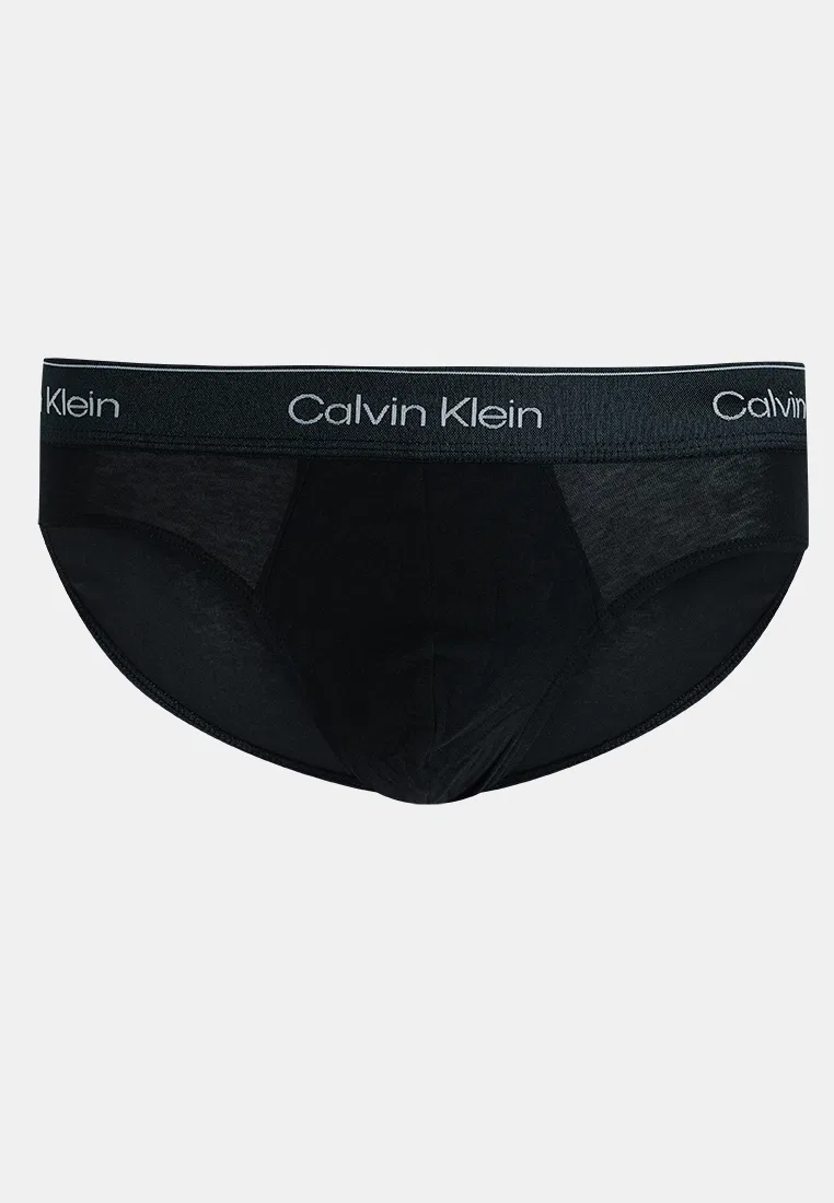 Трусы, хлопок с эластаном, металлик, набор 3 шт., Icon Calvin Klein, черный — фото 2