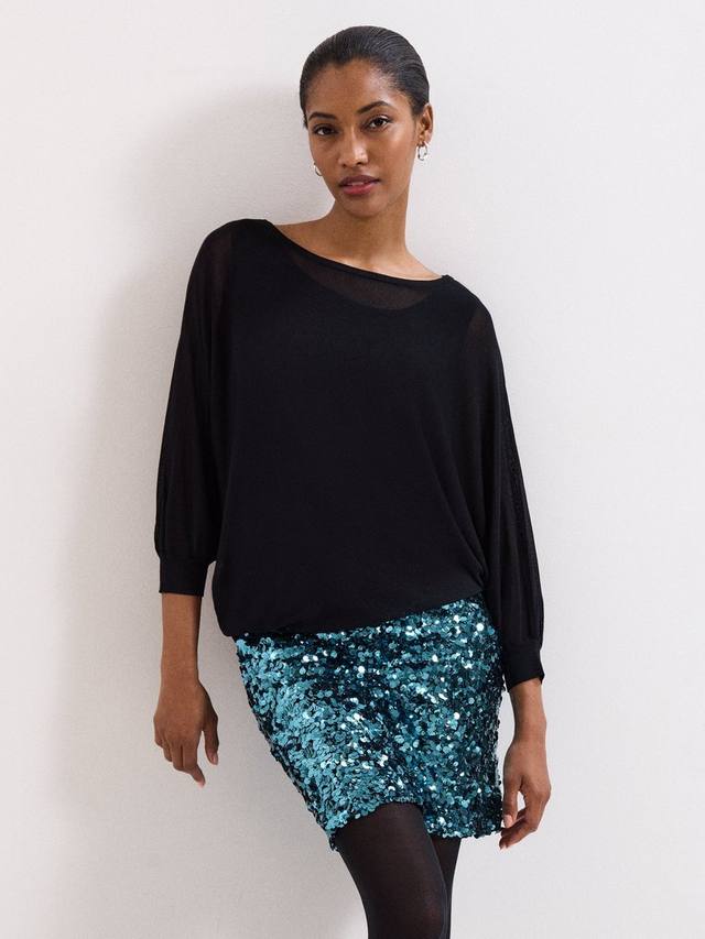 

Платье Becca с раздельным шитьем из пайеток Phase Eight, Black