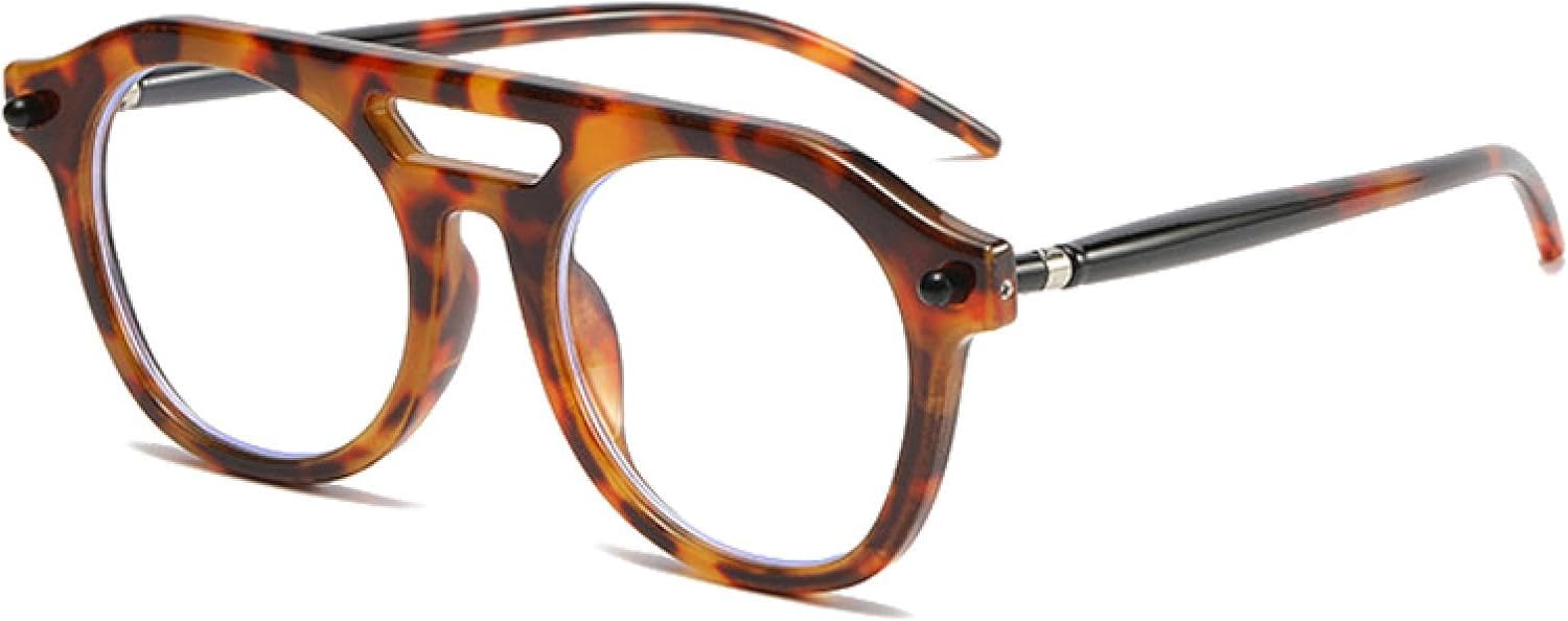 

Мужские солнцезащитные очки в стиле ретро с двойной перемычкой и заклепками, модные прозрачные градиентные солнцезащитные очки с защитой от УФ-излучения UV400, женские солнцезащитные очки в стиле панк VVTWSSW, Leopard Clear