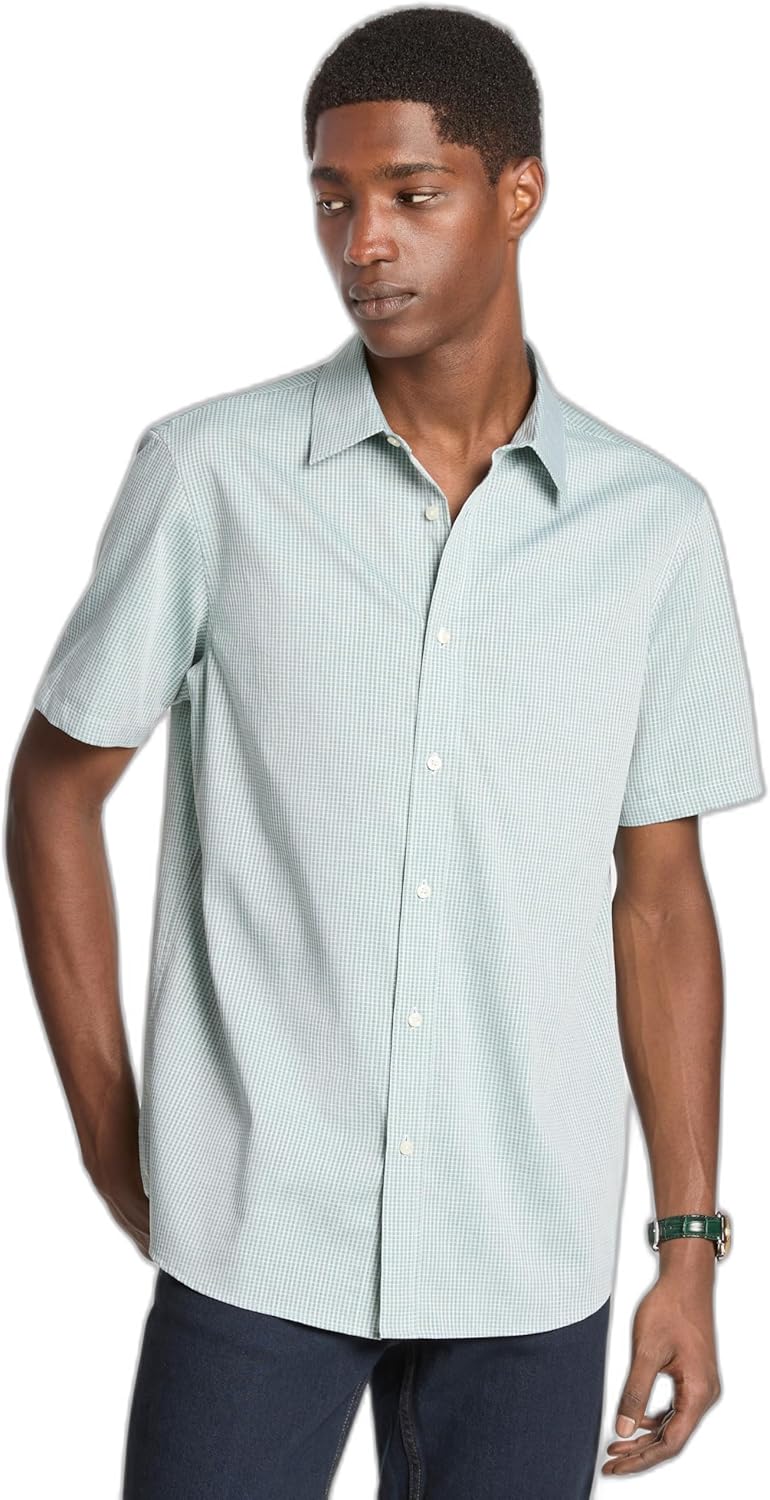 

Michael Kors мужская короткий рукав классический крой Dobby рубашка, Jewel Green