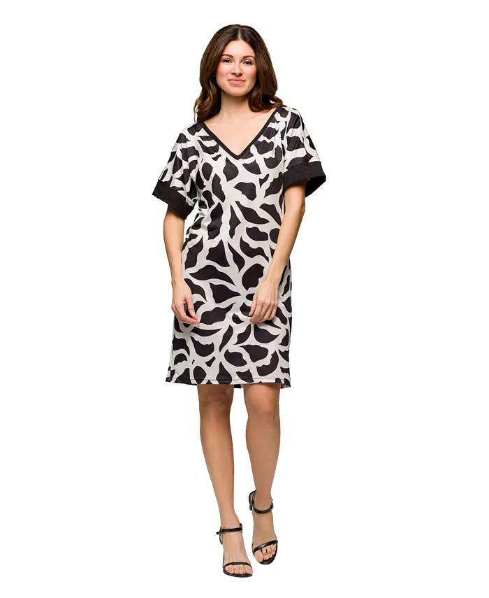 

Женское платье-футболка с короткими рукавами до колен 24seven Comfort Apparel, мультиколор