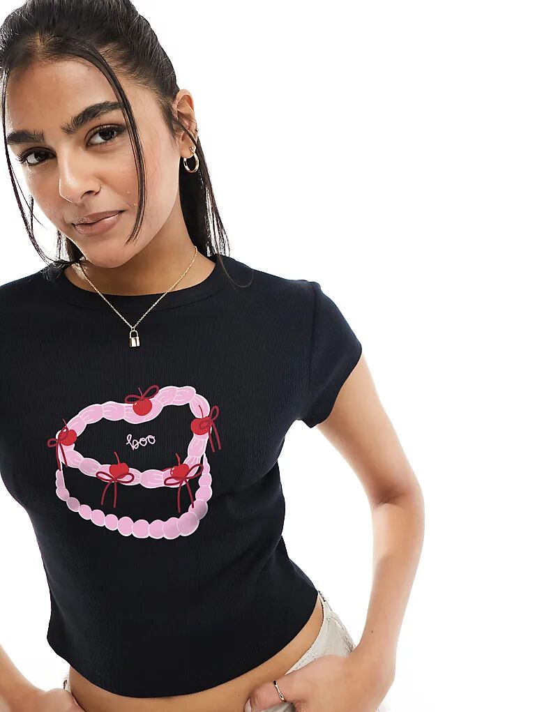 

Детская футболка с изображением торта «Бу» черного цвета ASOS DESIGN