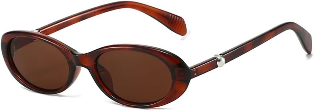 

Солнцезащитные очки для мужчин и женщин - защита UV400 - овальная маленькая оправа с цветными линзами для занятий спортом на открытом воздухе и вождения DSVIGF, Leopard Tea