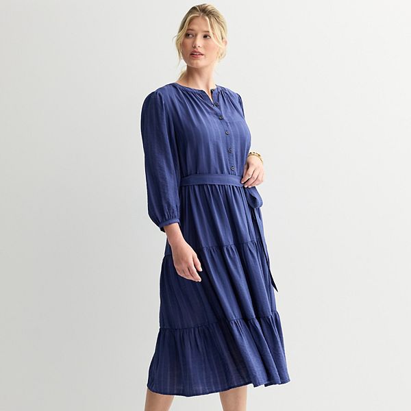 

Женское платье миди с рукавом три четверти Sonoma Goods For Life, Dark Blue Stripe