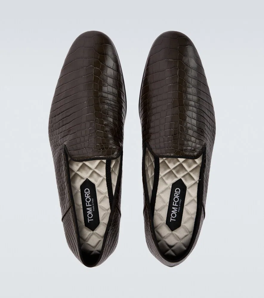 Лоферы Steven из кожи с эффектом крокодиловой кожи Tom Ford, зеленый — фото 4