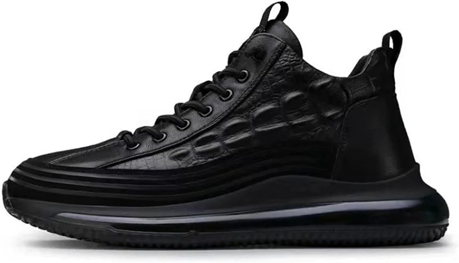 

Мужские кожаные кроссовки, водонепроницаемые, на шнурках, с крокодиловым узором, удобные, противоскользящие, для ходьбы, повседневные, дышащие, с легким надеванием, с крокодиловым узором Generic, черный