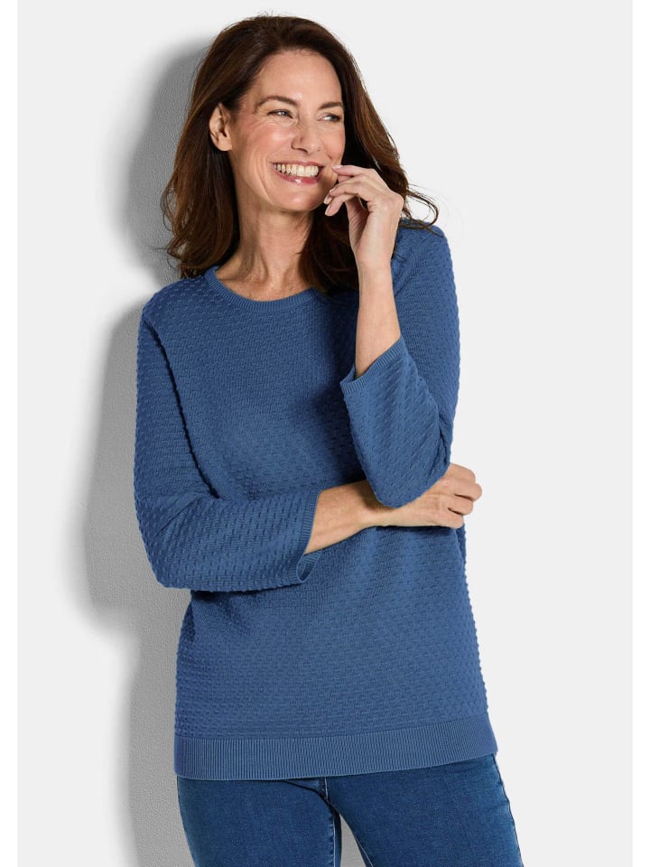 

Короткий размер: трикотажный свитер с короткими рукавами, хлопковый свитер с текстурой королевского синего цвета. GOLDNER